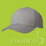 Een grijze luxury fine cotton cap. De 6 panelen zijn geschikt voor embroidery.