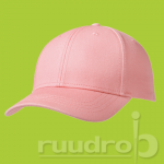 Een licht roze luxury fine cotton cap. De 6 panelen zijn geschikt voor embroidery.