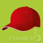 Rood met wit randje heavy brushed ultimate sandwich cap