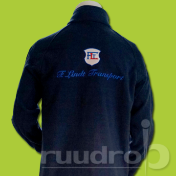 Een lekker donker blauw vest met op de rug het geborduurde logo van F.Lindt transport